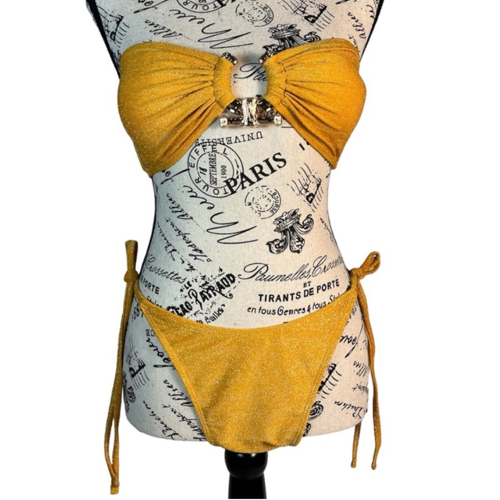 ZAFUL Gold Metal Bandeau Bikini Set• Women’s Size Medium- New